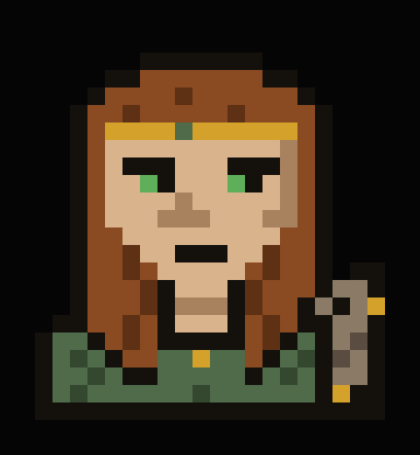 Warden class portrait from the browser RPG PEON